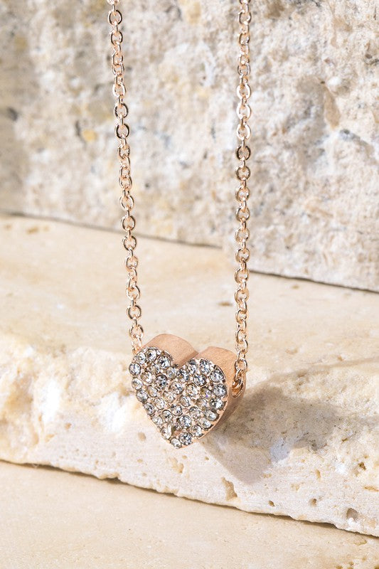 Heart Stone Rhinestone Necklace