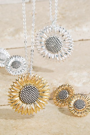 Sunflower Set with Stud Earring and Necklace